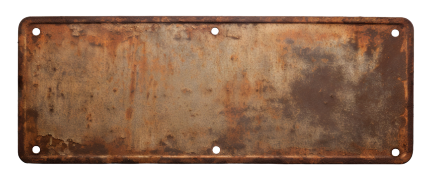 Weathered and rusty metal signboard, cut out