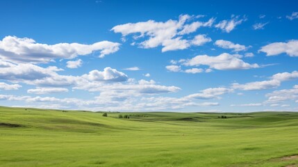 Fototapeta premium Wide shot pristine grassy prairie vista