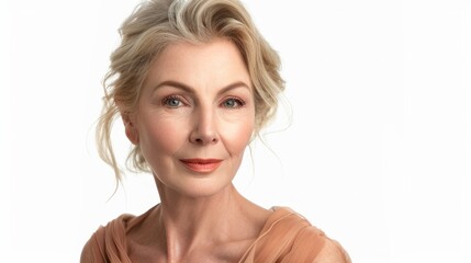 Portrait happy, confident senior woman looking away