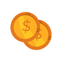Two coins with dollar signs illustration ideal graphic for financial concepts, banking websites, money related articles, cryptocurrency, and investment blogs