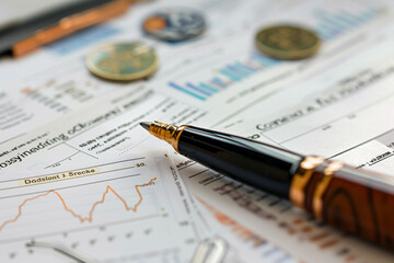 Zoomed-in image of an international business contract with signatures, corporate stamps, and global market analysis beside 