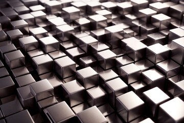 Abstract geometric wallpaper texture, 3d silver metal chrome cubes