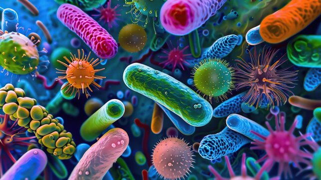 Detailed view of bacteria under a microscope