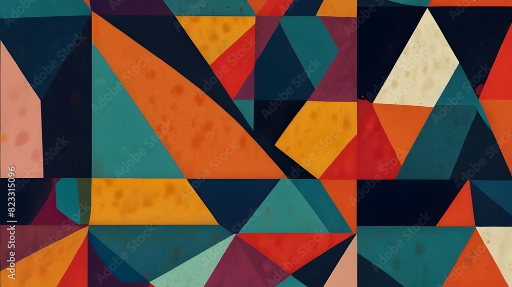 Poster funky art in abstract geometric shape generative ai