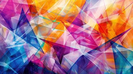 Vibrant Crystal Cubism style abstract background with a dynamic mix of colors