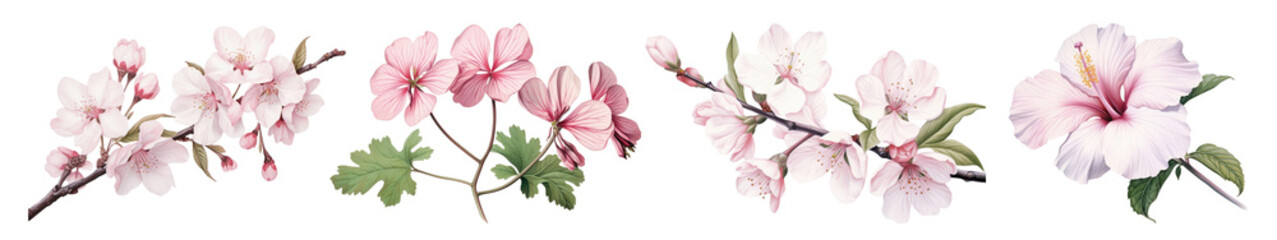 Obraz premium Botanical style of pink and purple flower png on transparent background