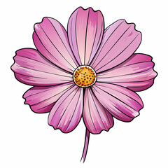 Cosmos flower cartoon style Icon Vector clipart Illustration