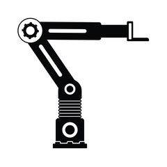 Industrial robotic arm manufacturing automation technology, factory assembly robot machine, black and white color