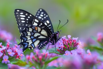 Fototapeta premium Butterfly with black and white wings