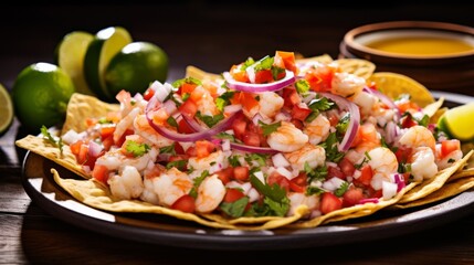 Platter of vibrant and fresh Mexican ceviche