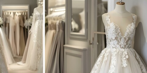 Stylish bridal boutique offering elegant wedding attire and personalized service for bridest. Concept Wedding Gowns, Bridal Accessories, Personalized Service, Bridal Boutique, Elegant Designs