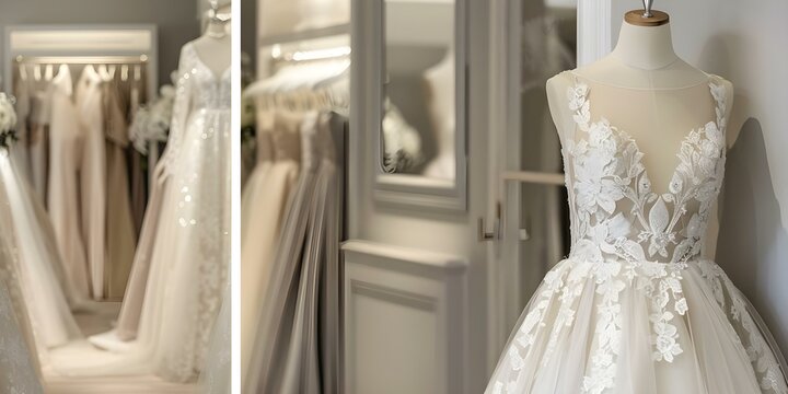 Stylish bridal boutique offering elegant wedding attire and personalized service for bridest. Concept Wedding Gowns, Bridal Accessories, Personalized Service, Bridal Boutique, Elegant Designs