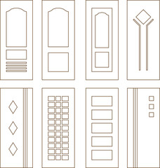 Vector illustration sketch of modern minimalist teak wood door design for residential homes