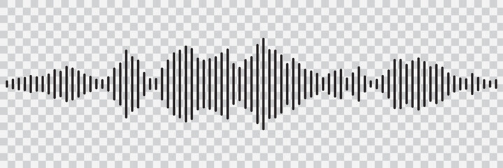 Set of radio Wave icon. Monochrome simple sound wave on transparent background. Vector sound wave icon. Music player sound bar. Record interface. Equalizer icon with soundwave line. used for mobile.