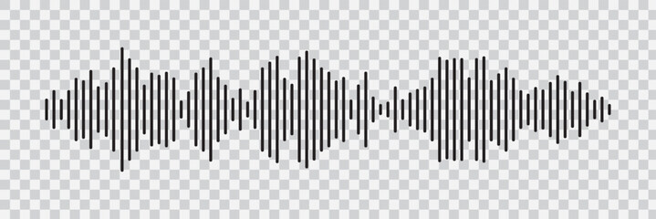 Set of radio Wave icon. Monochrome simple sound wave on transparent background. Vector sound wave icon. Music player sound bar. Record interface. Equalizer icon with soundwave line. used for mobile.