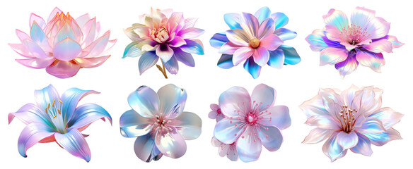 3D iridescent material shape png on transparent background