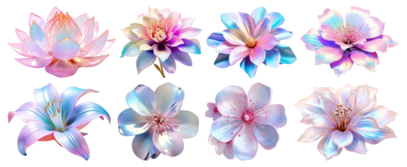 3D iridescent material shape png on transparent background