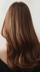 Naklejka premium Portrait of a beautiful girl with luxurious long hair. Back view