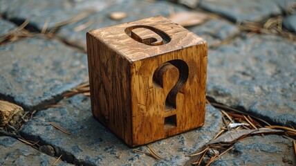 Wooden Block With Question Mark