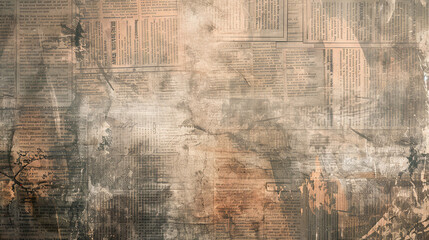 A vintage grunge background with faded hues and old newspaper prints, perfect for retro-themed designs