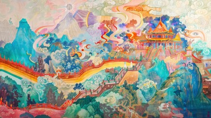  Republican Party, American holidays, rainbow-drenched fantasy artwork that ignites the imagination, traditional Tibetan thangka paintings, 8k