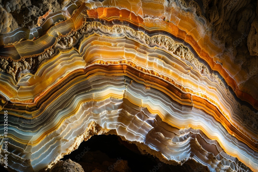 Poster this image showcases the stunning natural layers and bands of a colorful agate stone cross-section