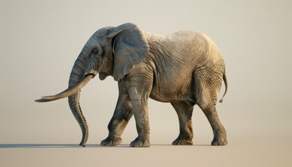An elephant isolated on a white background, showcasing the majestic creature in a clear and detailed manner