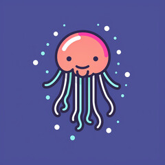 Fototapeta premium Juggling_Jellyfish_Modern_Line_Icon_Vector_Line_Art_C_