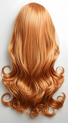Fototapeta premium Natural looking long hair cut dark blonde wig back view isolated on white background