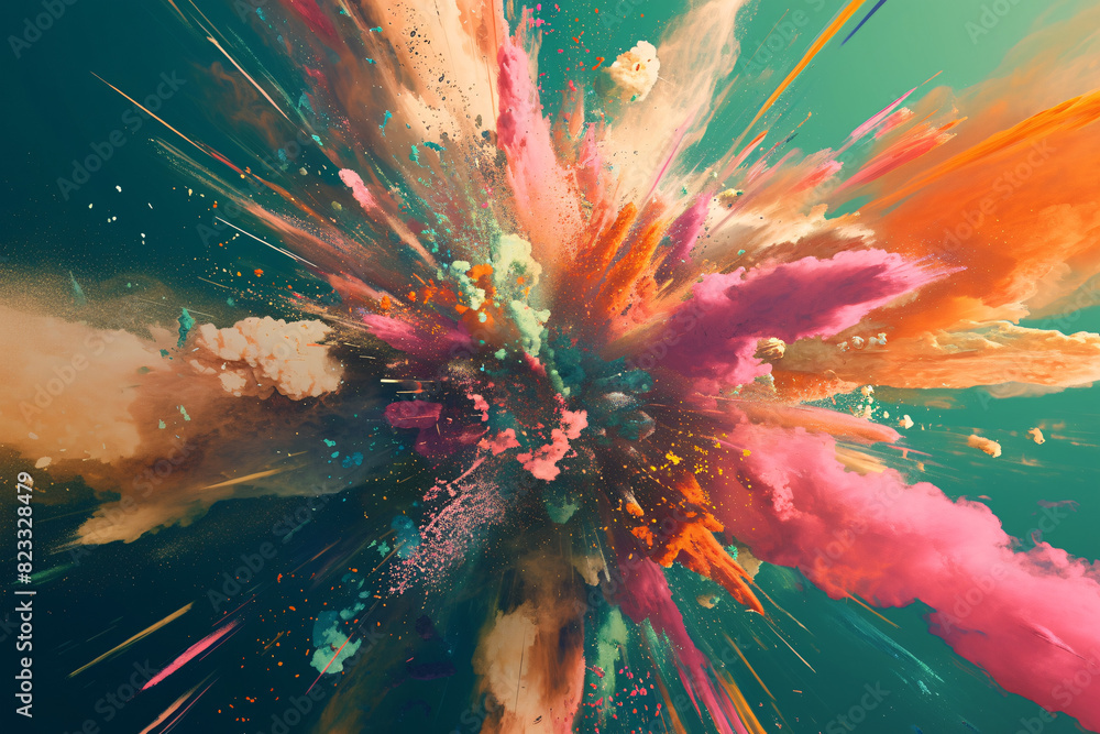 Aufkleber explosion of vivid colors in a dynamic and energetic display