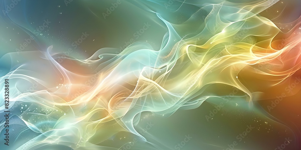 Poster vibrant light waves and particles create dynamic colorful energy flow background. concept abstract a