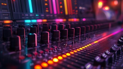 Analog Equalizers with Colorful Bars Adjusting Retro Sounds

