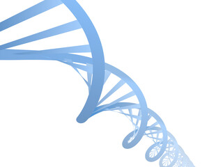 Beautiful realistic DNA blue colored double helix on transparent background.
