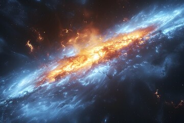 Fototapeta premium Stunning Interstellar Explosion and Galactic Collision - Sci-Fi Space Art for Posters and Prints