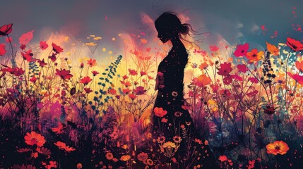 Persephone in Garden of Vibrant Flowers with Soft Diffused Lighting

