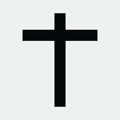 Christianity symbol black cross on a white