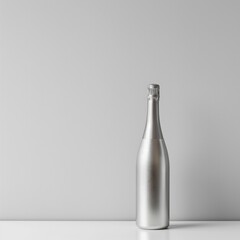 Elegant Silver Champagne Bottle - Minimalist Celebration