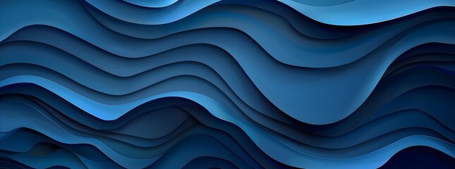 Obraz premium Abstract blue background with paper cut waves 