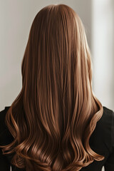 Naklejka premium Portrait of a beautiful girl with luxurious long hair. Back view
