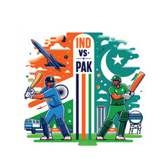India VS Pakistan Cricket 3D Vector Background Design