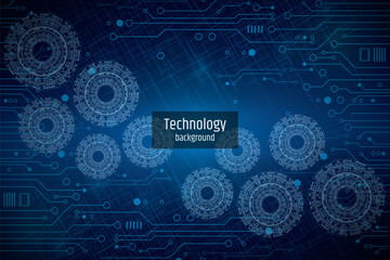 Abstract global sci fi concept. Digital internet communication on blue background. Wide Cyber security internet and networking concept. Hi-tech vector illustration with various technology elements