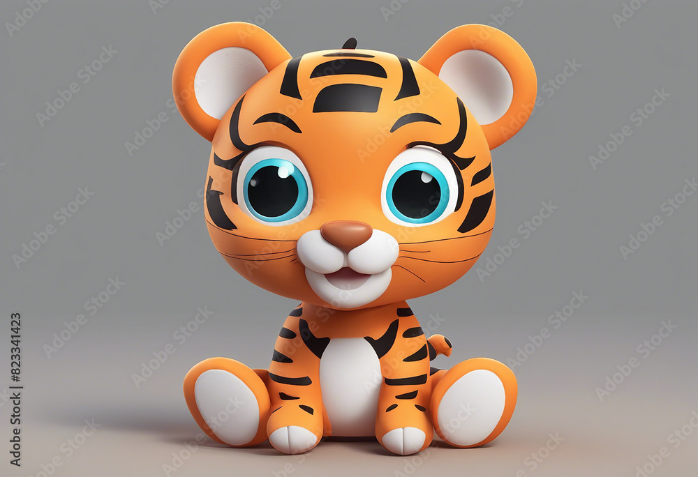 Wall mural A cartoon artistic image of a cute toy tiger.