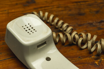 receiver in old telephone, one end of the handset, the receiver allows you to hear the person on...