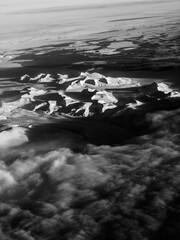 Snowy mountains in the middle of the sea