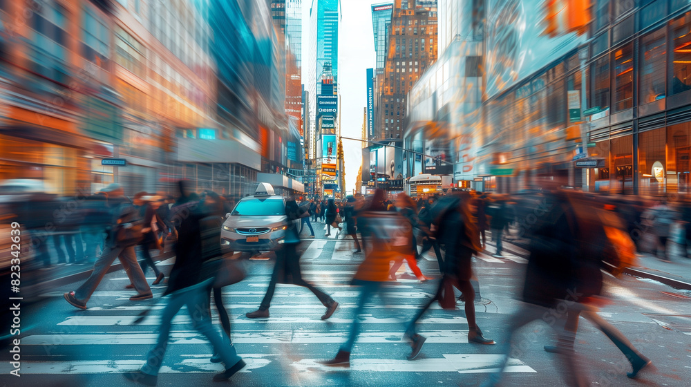 Leinwandbilder a dynamic image capturing the hustle and bustle of city life during rush hour, generative ai