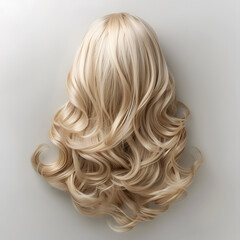 Naklejka premium Natural looking long hair cut light blonde back view wig isolated on white background