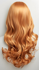 Fototapeta premium Natural looking long hair cut ginger wig isolated on white background