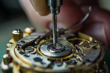 The craft of watchmaking is illustrated by the meticulous assembly of a watch's precise mechanical movement