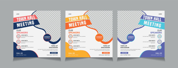 Town Hall Meeting Social Media Post Templates, vector illustration eps 10