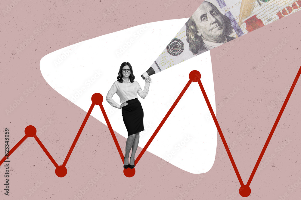 Poster trend artwork composite sketch image photo collage of stats graphics line money usd trader success r